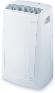 De'Longhi Pinguino PAC N90 ECO SILENT, Climatiseur Portable Silencieux avec Tuyau d'évacuation, 9 800 BTU/h - 2,5 kW - 85 m3, Gaz R290, 64 dB, Déshumidificateur, Classe A, Timer 12 Heures, Blanc [Classe énergétique A]