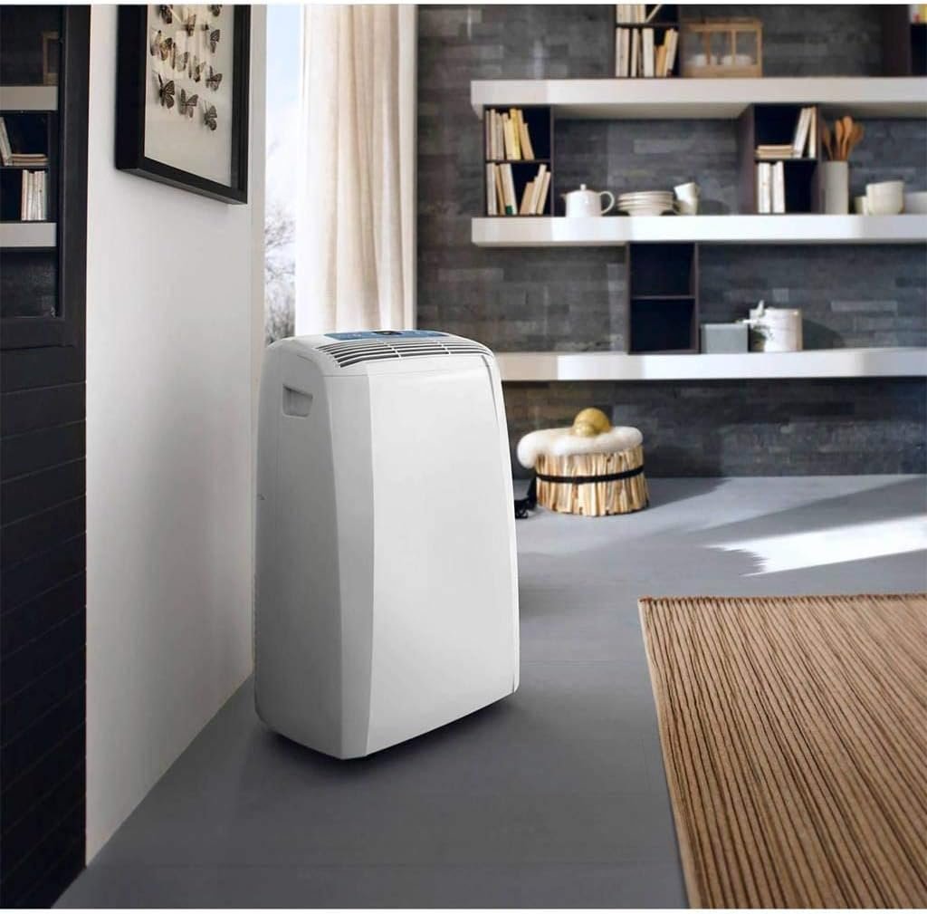 De'Longhi Pinguino PAC N90 ECO SILENT, Climatiseur Portable Silencieux avec Tuyau d'évacuation, 9 800 BTU/h - 2,5 kW - 85 m3, Gaz R290, 64 dB, Déshumidificateur, Classe A, Timer 12 Heures, Blanc [Classe énergétique A] - Vue 2