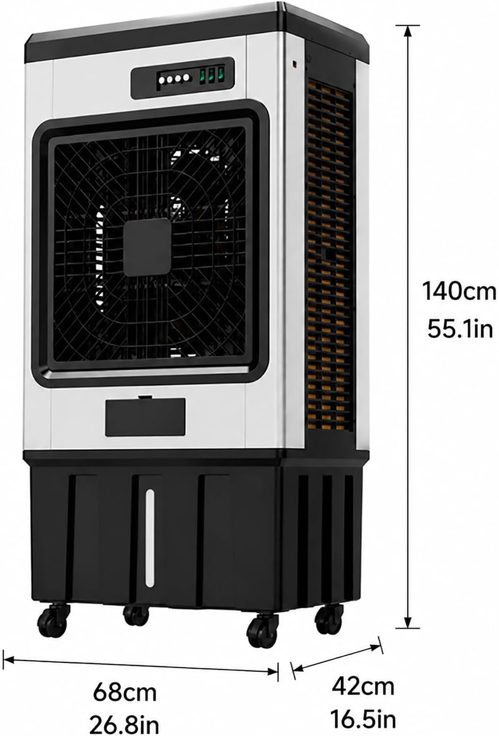 Rafraîchisseur Évaporatif Climatiseur Mobile Sans Évacuation, Grand Réservoir 120L, Filtre Démontable, Roulettes Universelles pour Salon Entrepôt Local Industriel black [Classe énergétique A] - Vue 7