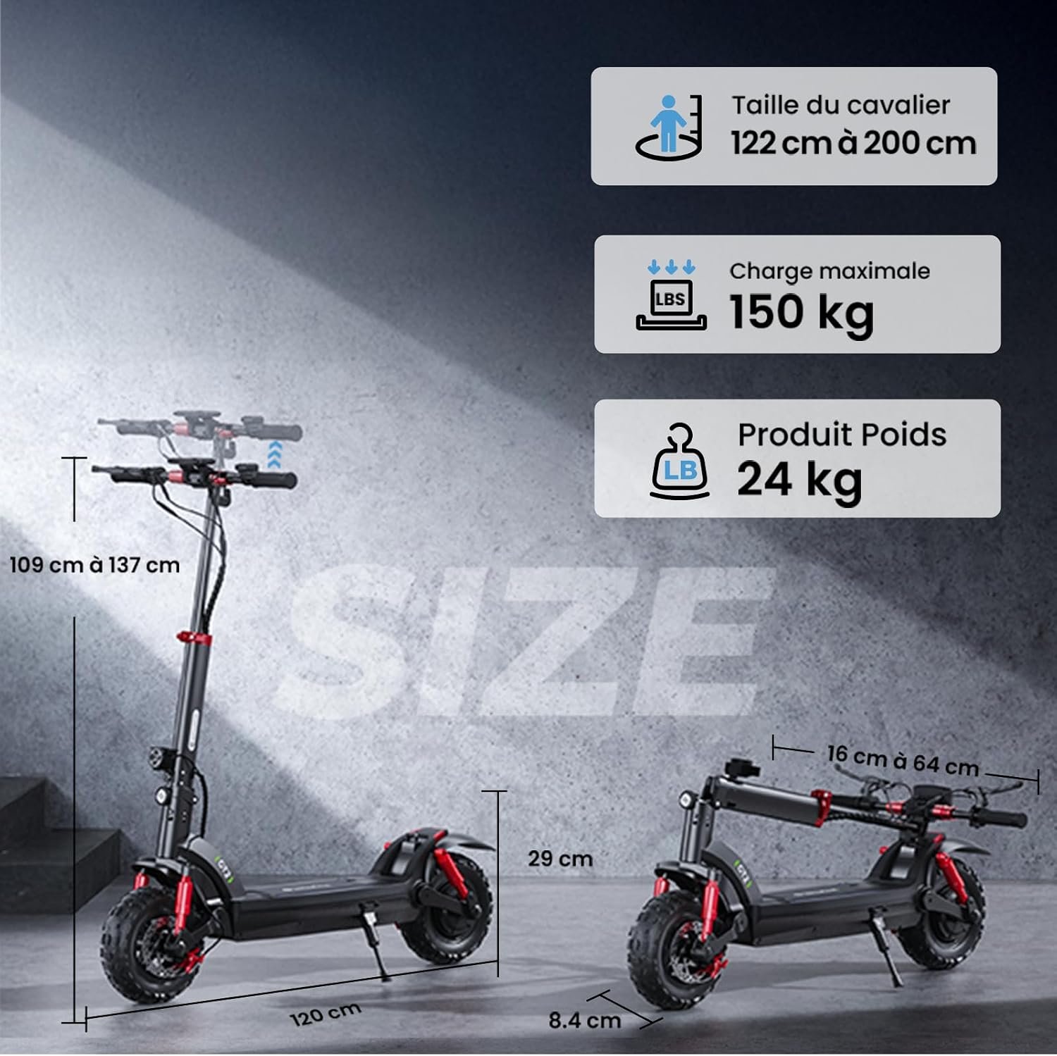 isinwheel GT2 Trottinette Électrique Adulte 1200W,Batterie 48V 15Ah,Autonomie 60KM,Pliable Tout Terrain avec Amortisseurs Avant/Arrière,APP,Clignotants,Éclairage Ambiance,Charge Max 150KG - Vue 2