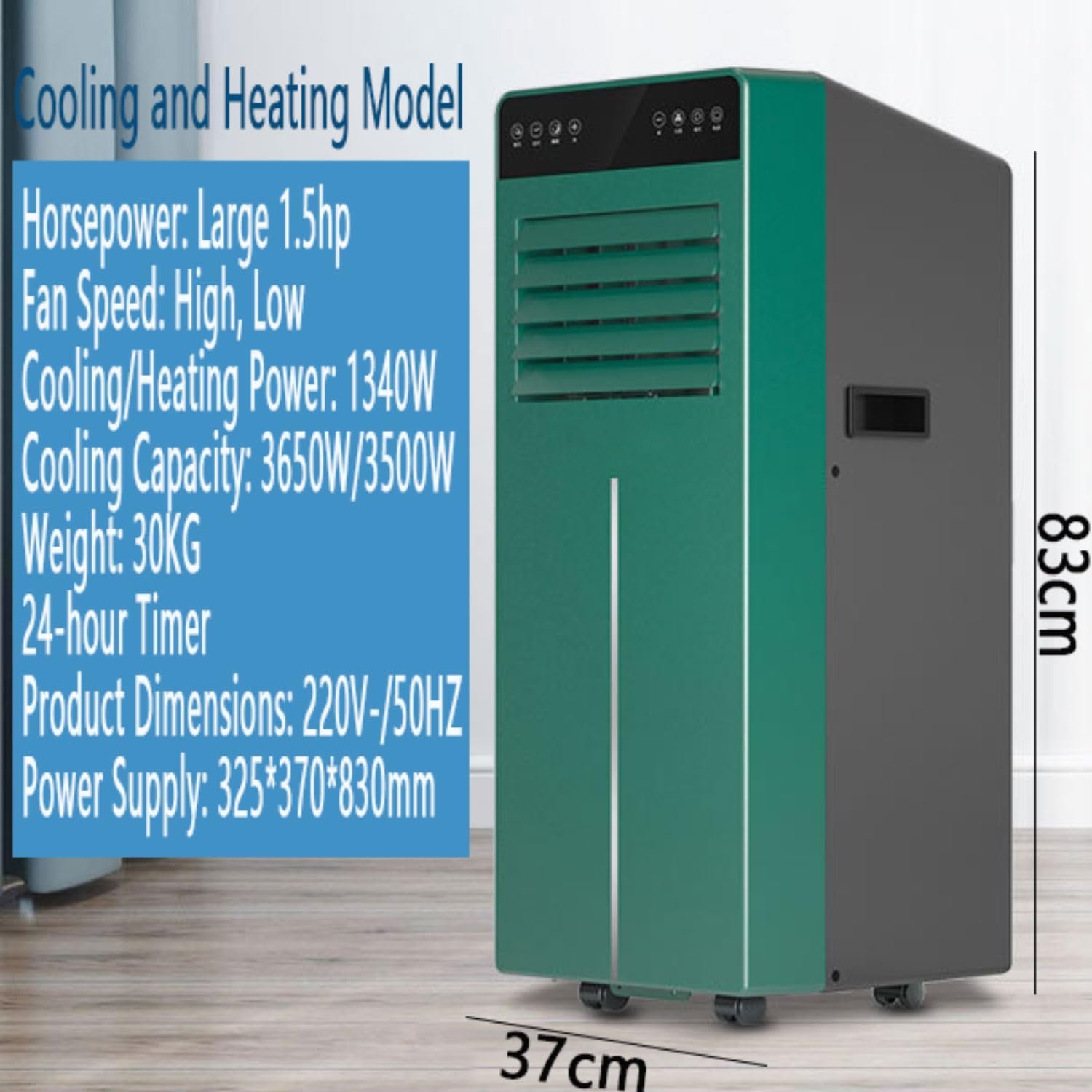 Climatiseur portable, unité de refroidissement de 30 m² avec déshumidificateur, climatiseur mobile silencieux avec kit de fenêtre et télécommande, oscillation à 120°, 2 vitesses, 3 modes, minuter - Vue 2