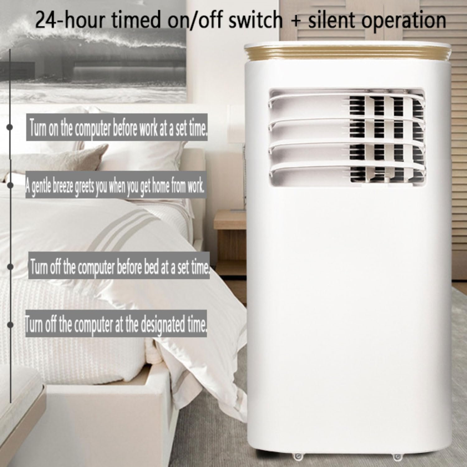 Climatiseur portable, petit climatiseur avec déshumidificateur intégré, rafraîchit 30 m², climatiseur mobile silencieux avec kit fenêtre et télécommande, oscillation à 120°, 2 vitesses, 3 modes - Vue 6
