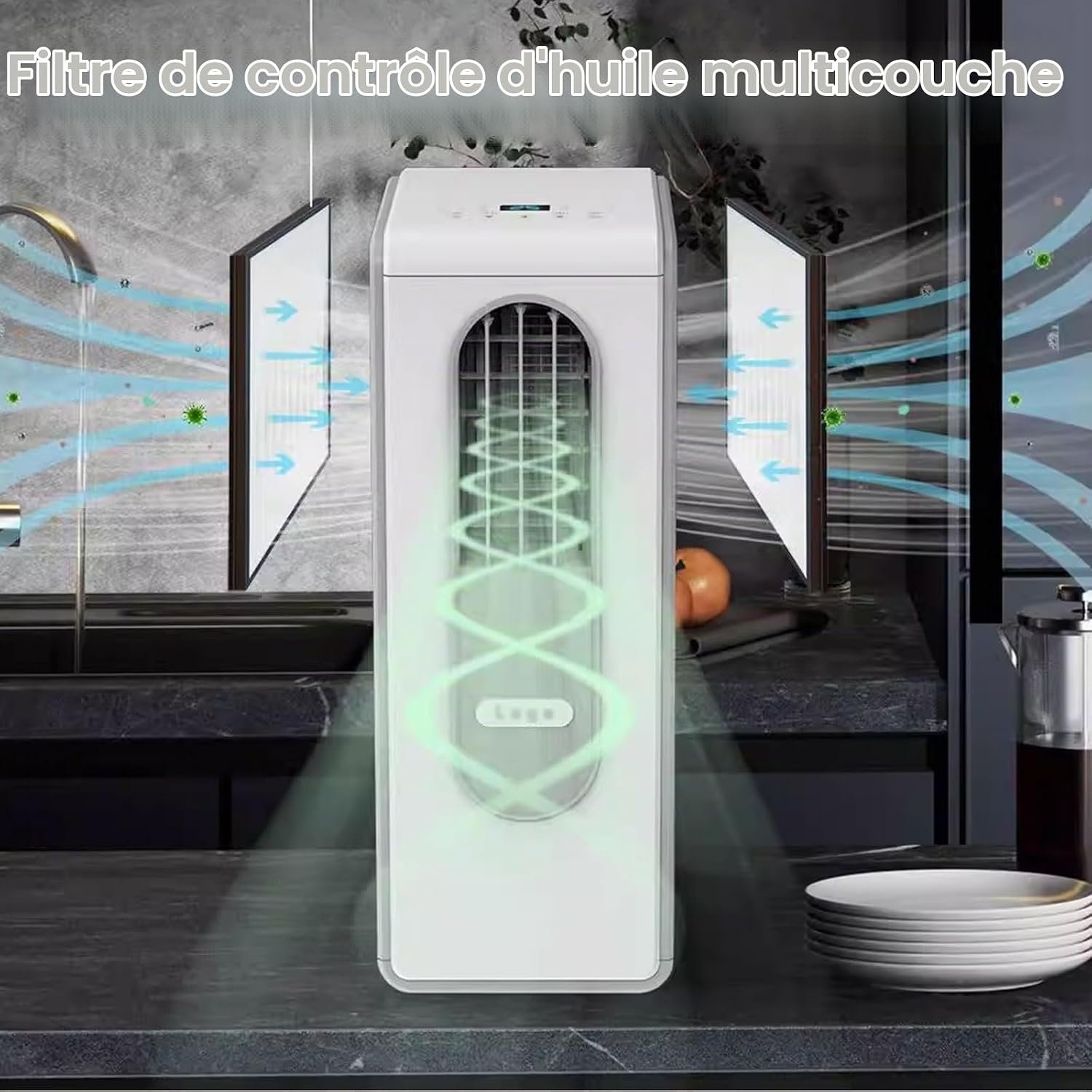 Petit climatiseur vertical portable avec filtre à huile multicouche, fonctionnement silencieux 38 dB, sans fenêtre, refroidisseur par évaporation pour chambre, pièce, bureau - Vue 5