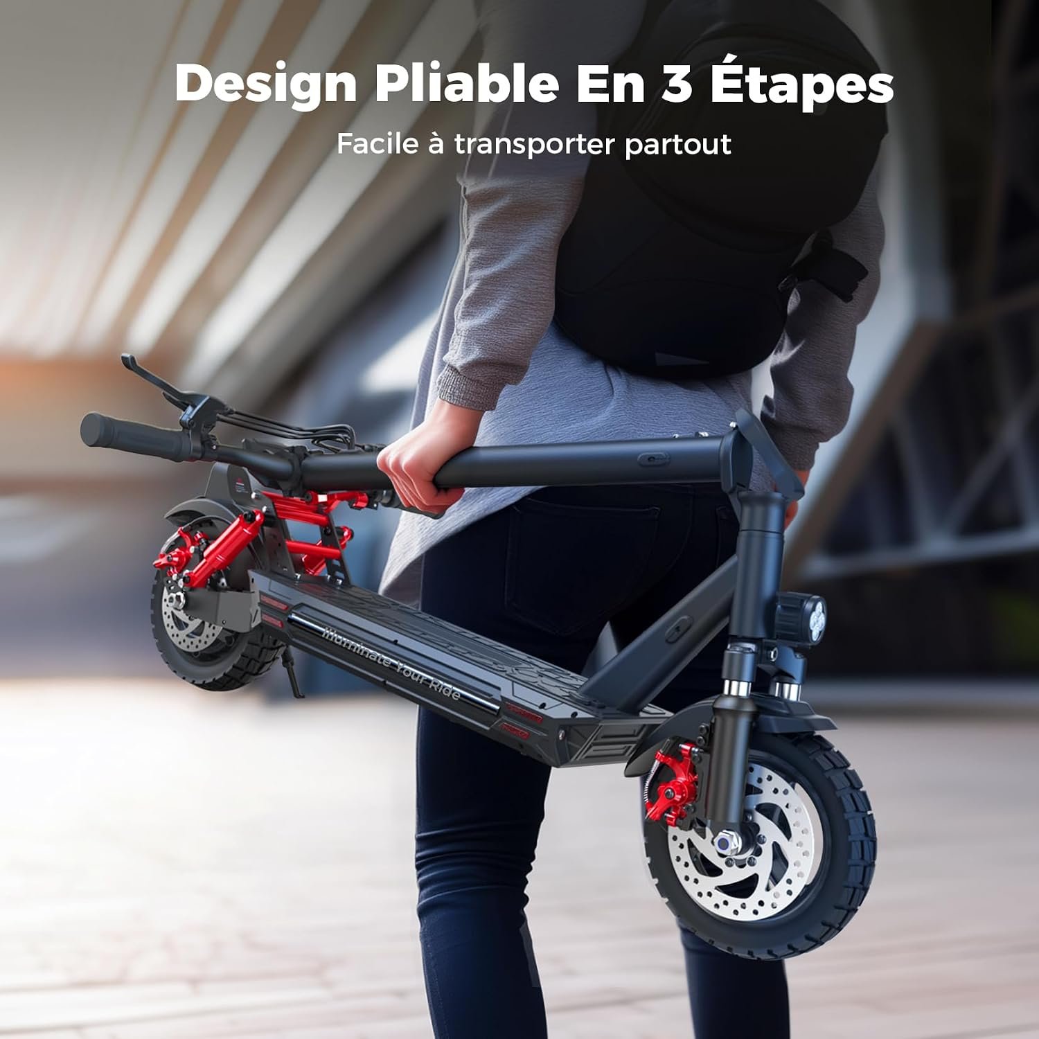 iScooter Trottinette électrique pour Adulte 10" avec serrures électroniques, autonomie 40-45 km, Max 25 km/h, contrôle app, Trottinette électrique Adulte Pliable, Charge 150 kg, Sac - Vue 7