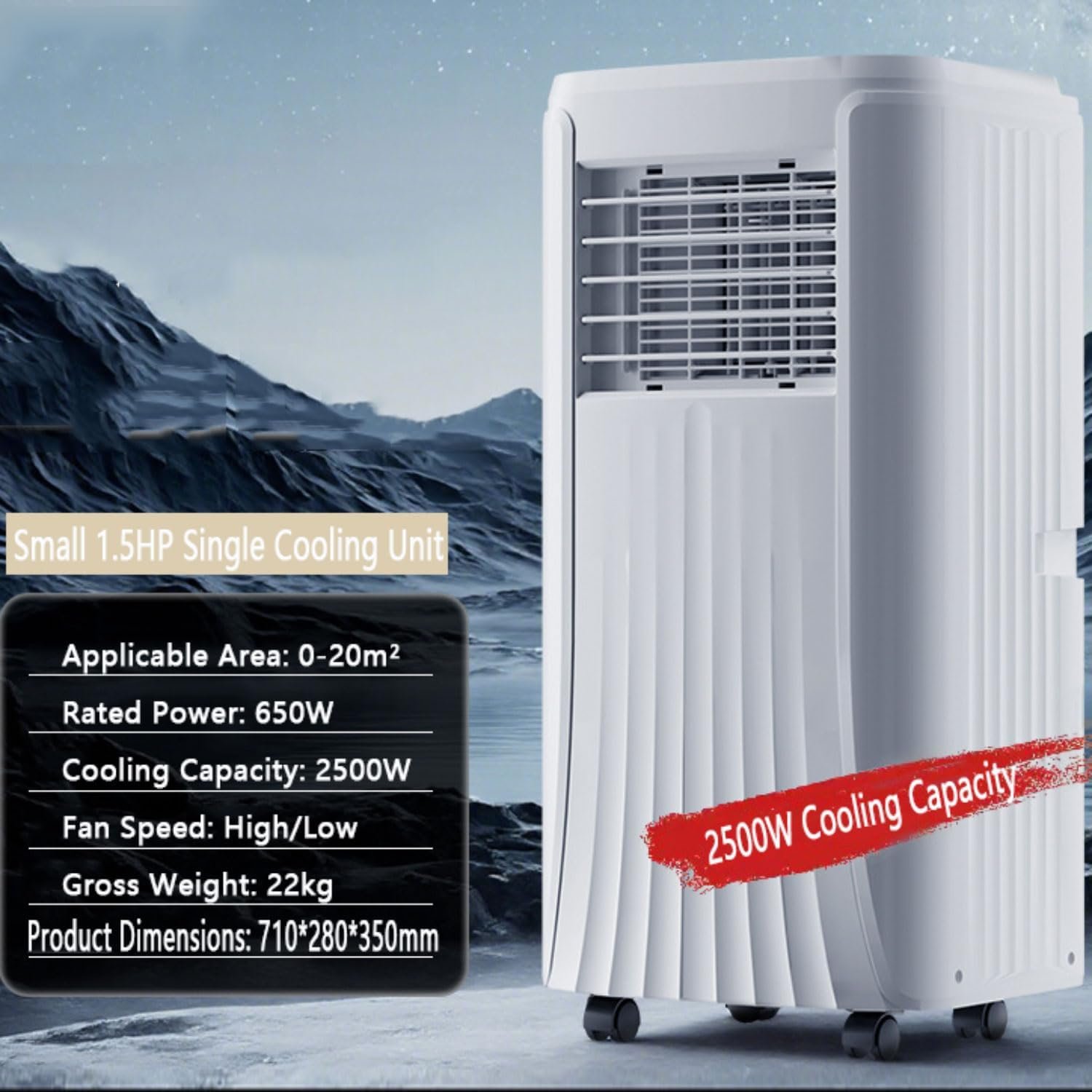 Générique Climatiseur Portable, climatiseur Mobile pour pièce, Ventilateur sans fenêtre avec télécommande, réservoir de 1 Litre, minuterie 24 Heures, r (Style 3, 1 pièce) - Vue 6