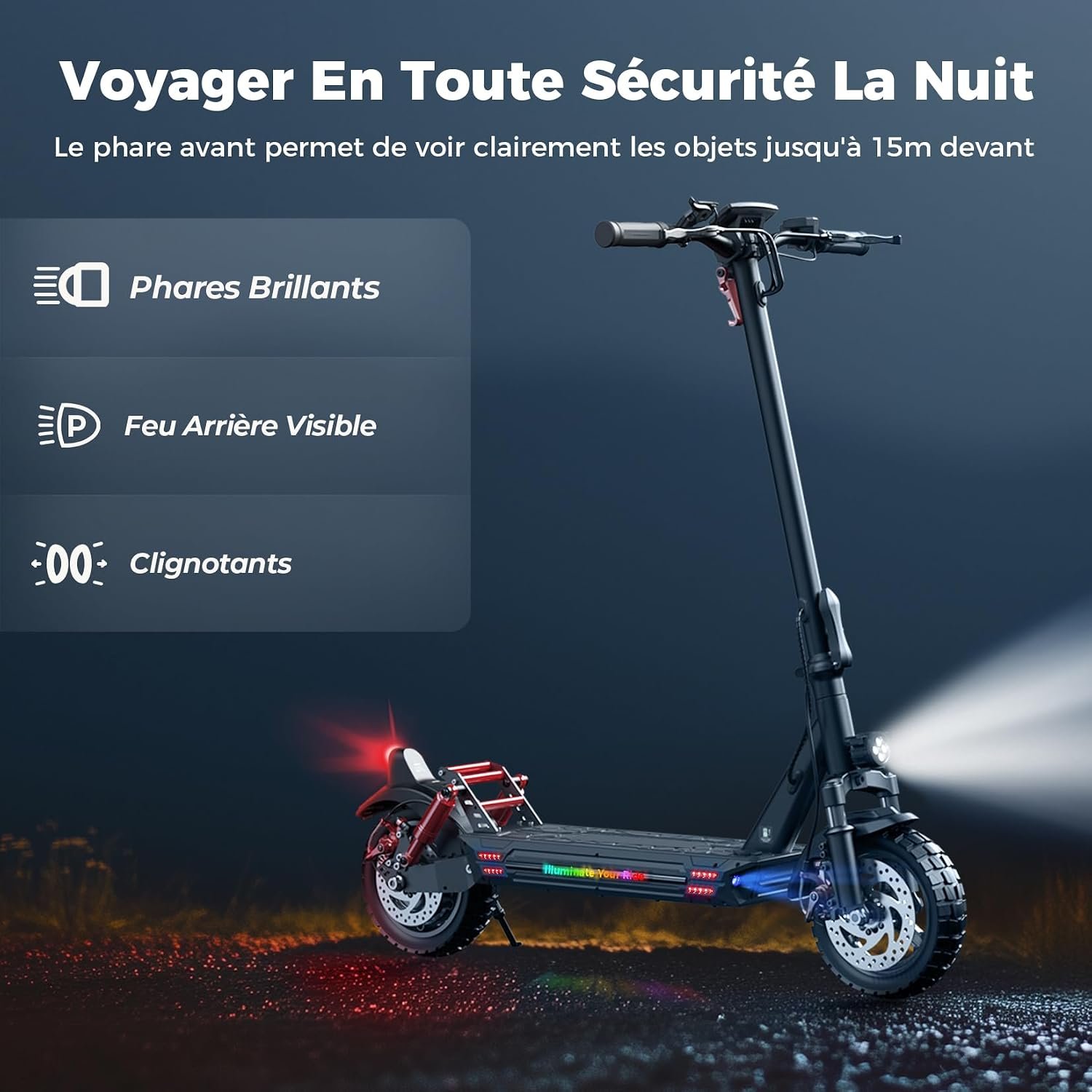 iScooter Trottinette électrique pour Adulte 10" avec serrures électroniques, autonomie 40-45 km, Max 25 km/h, contrôle app, Trottinette électrique Adulte Pliable, Charge 150 kg, Sac - Vue 9