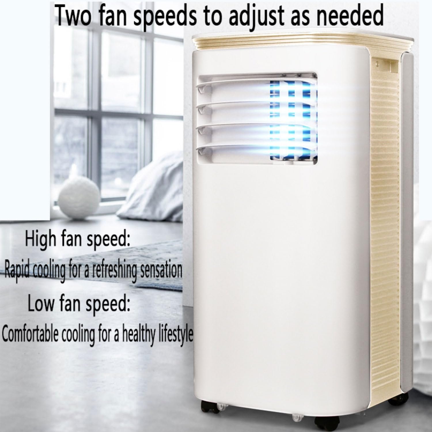 Climatiseur portable, unité de refroidissement de 30 m² avec déshumidificateur, climatiseur mobile silencieux avec kit de fenêtre et télécommande, oscillation à 120°, 2 vitesses, 3 modes, minuter - Vue 4
