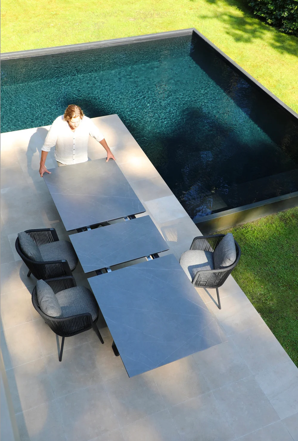 Table extensible en aluminium avec plateau en céramique - LIVIO - Vue 4