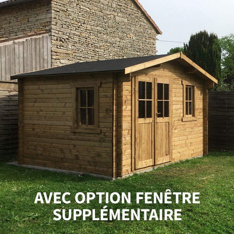 Abri de jardin 12m² PLUS en bois 40mm traité teinté marron Gardy Shelter - Vue 4