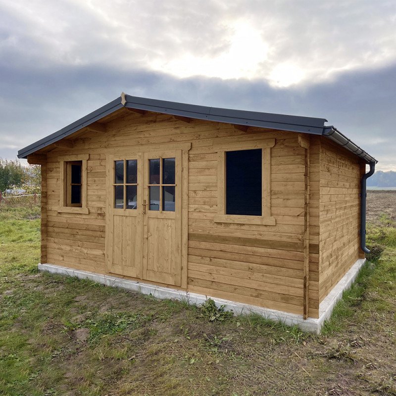 Abri en bois massif 19,8m² PLUS 40mm traité teinté marron Gardy Shelter - Vue 17
