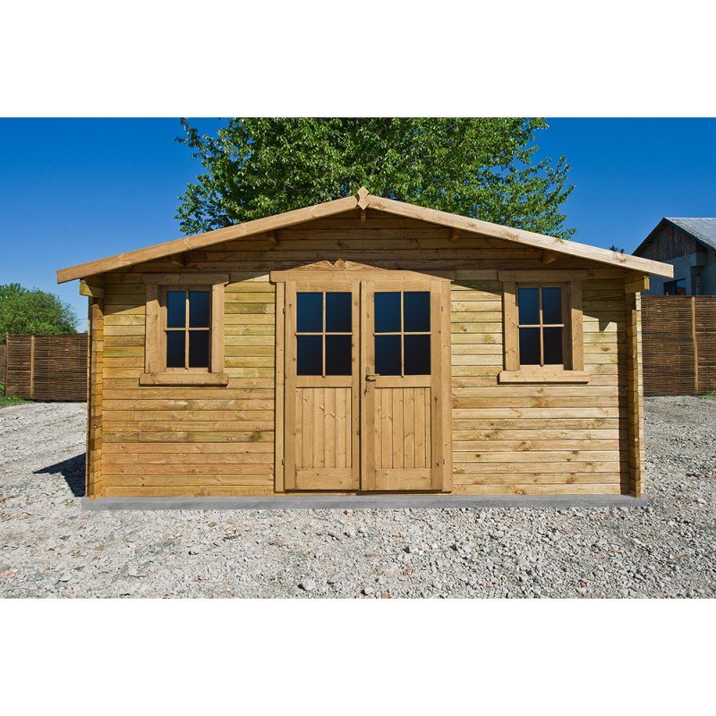Abri en bois massif 19,8m² PLUS 40mm traité teinté marron Gardy Shelter - Vue 16