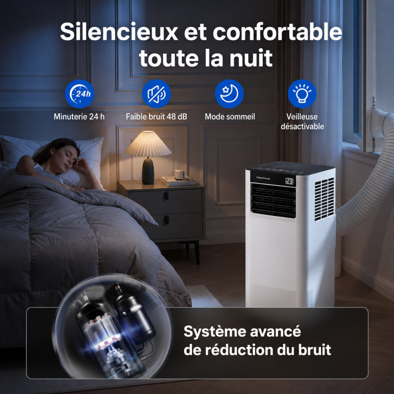 Climatiseur mobile 3-en-1 - WiFi - 9000 BTU - Vue 3