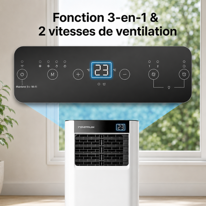 Climatiseur mobile 3-en-1 - WiFi - 9000 BTU - Vue 5