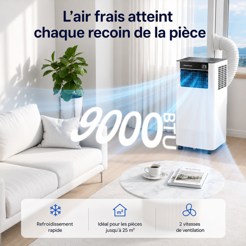Climatiseur mobile 3-en-1 - WiFi - 9000 BTU - Vue 6