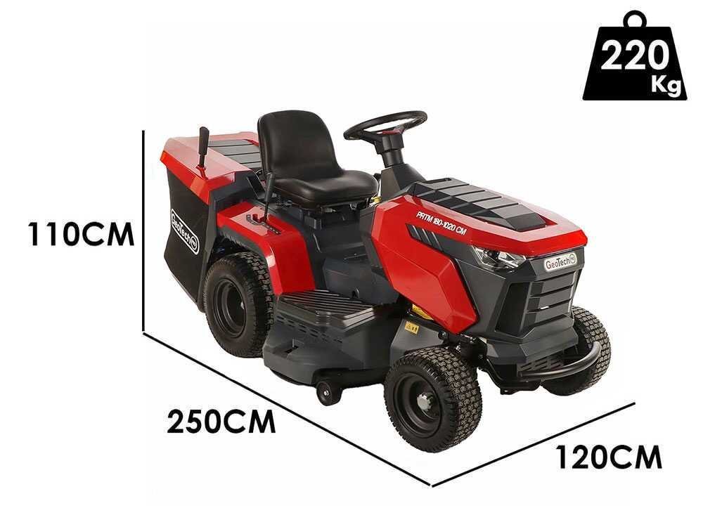 GeoTech-Pro PRTM 180-1020 CM - Tracteur tondeuse - Boîte mécanique - Bac de ramassage - Vue 8
