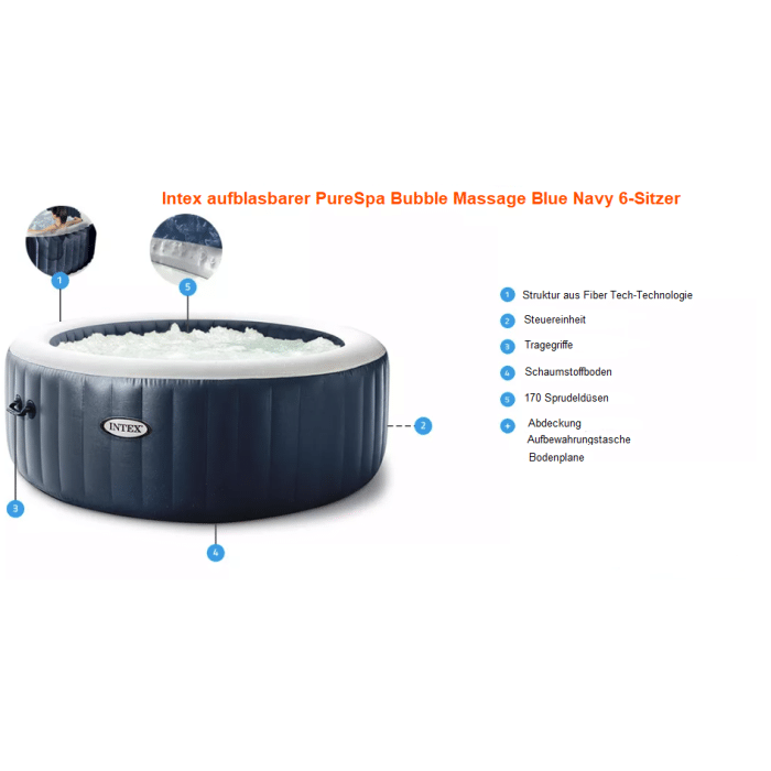 Spa gonflable Intex PureSpa Blue Navy 6 places - Vue 4
