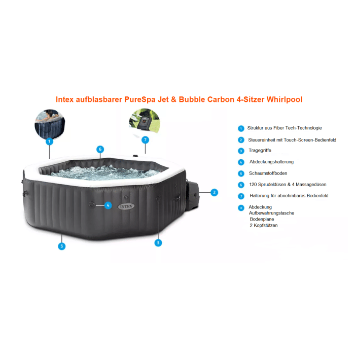 Spa gonflable Intex PureSpa Carbone 4 places - Vue 9