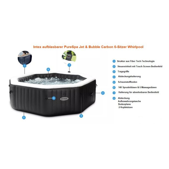 Spa gonflable Intex PureSpa Carbone 6 places - Vue 6
