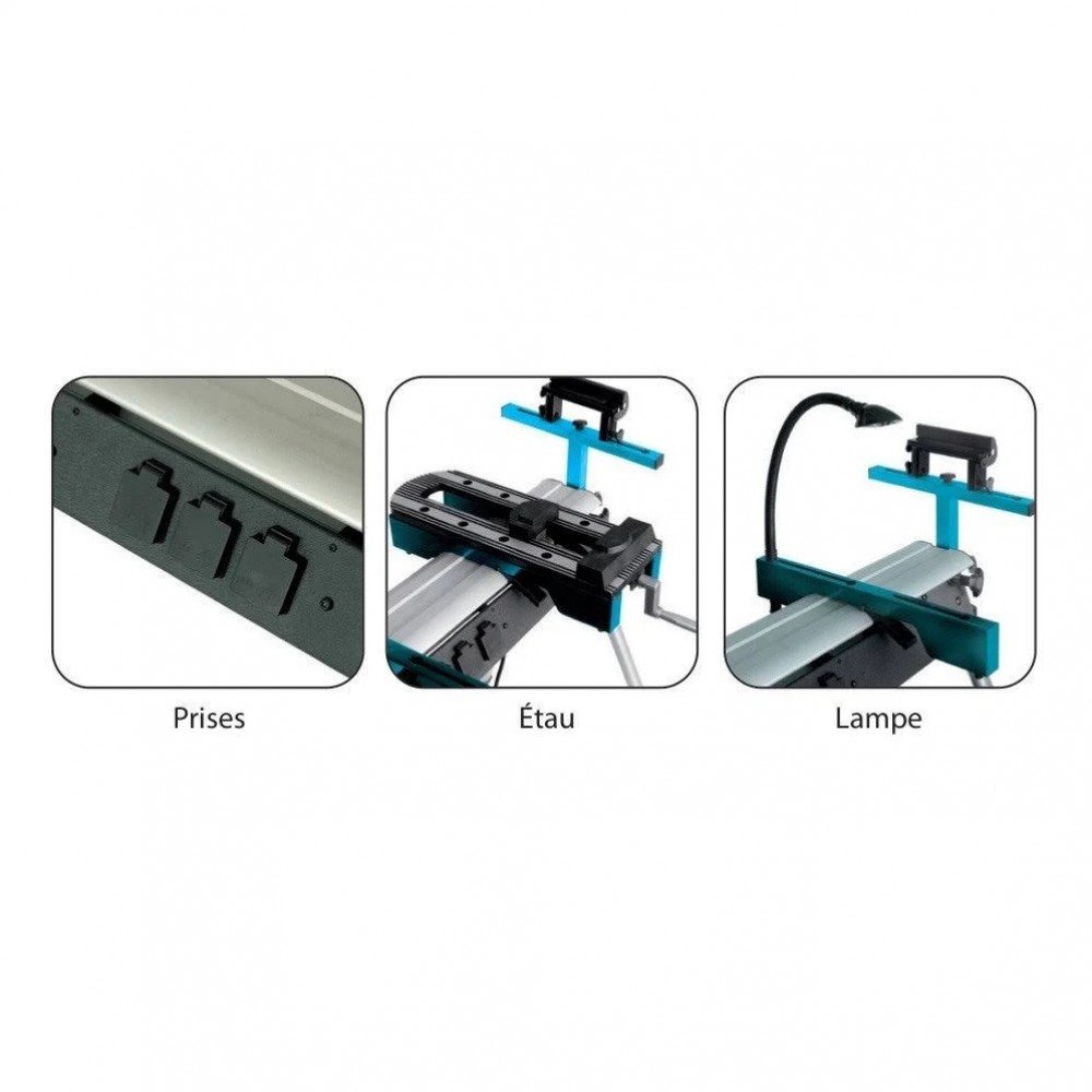 Pack Scie à onglet radiale 2000W - 255mm SOR250 + Piètement portatif + lampe et étau EST290 LEMAN - Vue 3